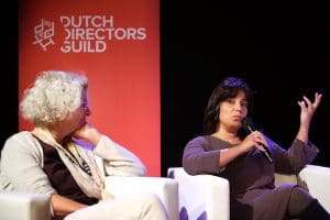 20160927 - Utrecht - Foto: Ramon Mangold/ NFF - Nationale Film Conferentie, Diversiteits Seminar door de Dutch Directors Guild (DDG). Doreen Boonekamp (Directeur Filmfonds) en Karima Belhaj (ING).